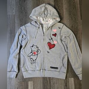Disney Winnie The Pooh Red Heart Grey Hoodie Jacket Valentines Special